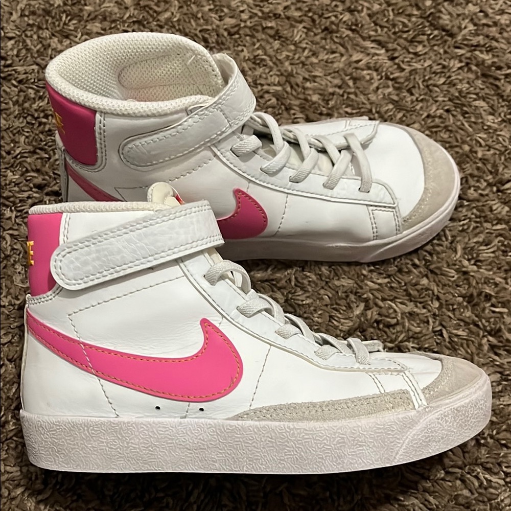 Nike Kids' White and Pink High-Top Sneakers